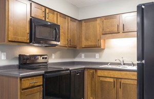 Penn Oaks kitchens offer all new appliances including an induction cooktop, microwave, and dishwasher.